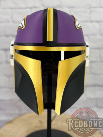 Baltimore-Inspired Purple, Gold, & Black Mandalorian Helmet