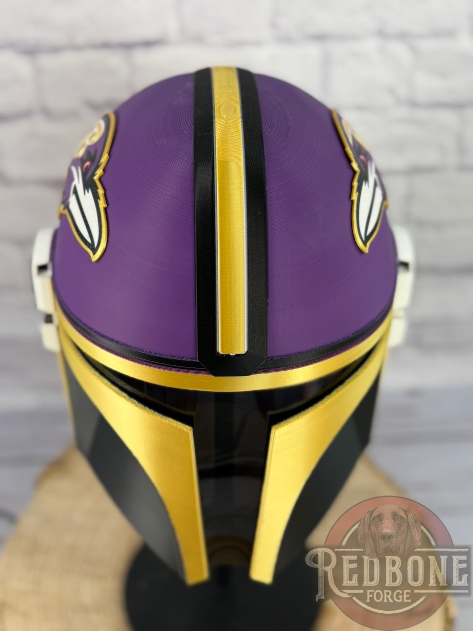 Baltimore-Inspired Purple, Gold, & Black Mandalorian Helmet