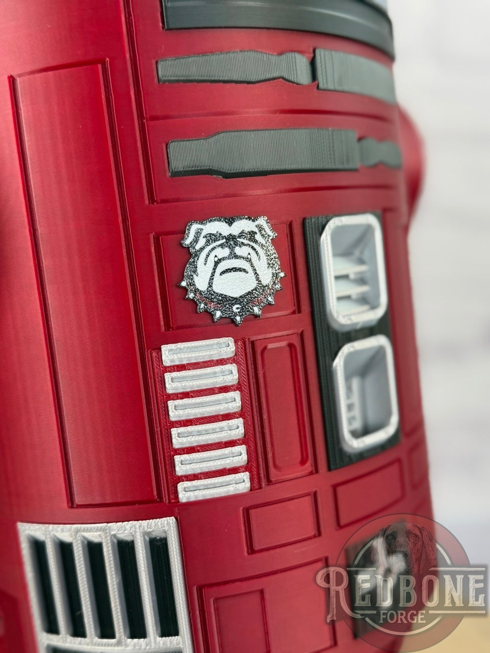 Georgia -Inspired Crimson, Black & Silver R2 Astromech Droid