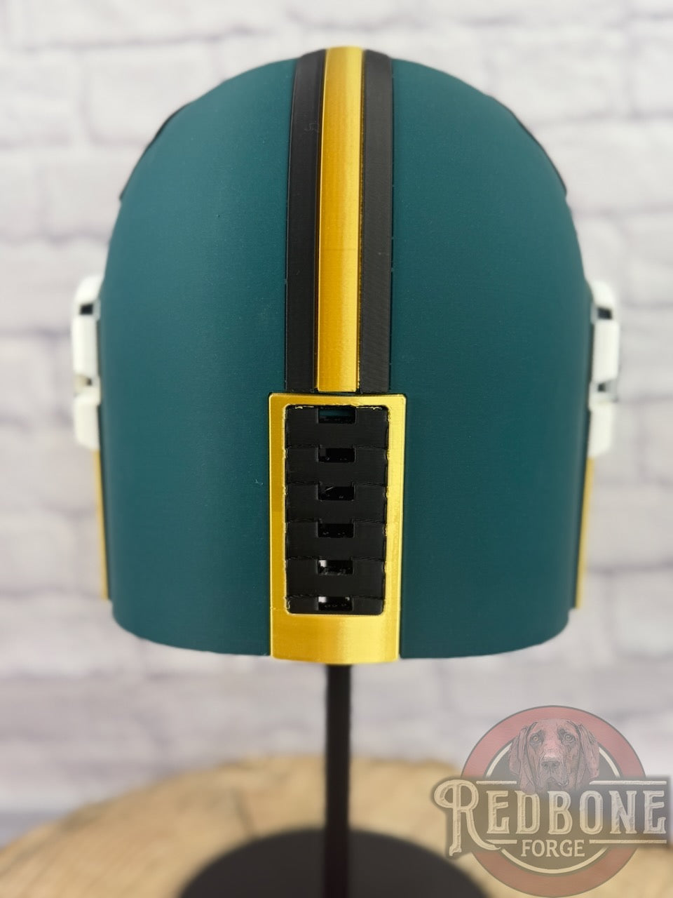 Jacksonville-Inspired Teal, Gold, & Black Mandalorian Helmet