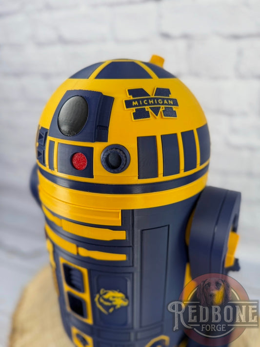 Michigan -Inspired Navy Blue Yellow R2 Astromech Droid