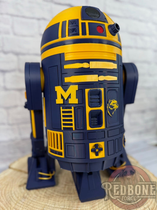 Michigan -Inspired Navy Blue Yellow R2 Astromech Droid