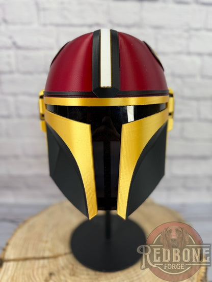 San Francisco-Inspired Crimson, Gold, & Black 49ers Mandalorian Helmet