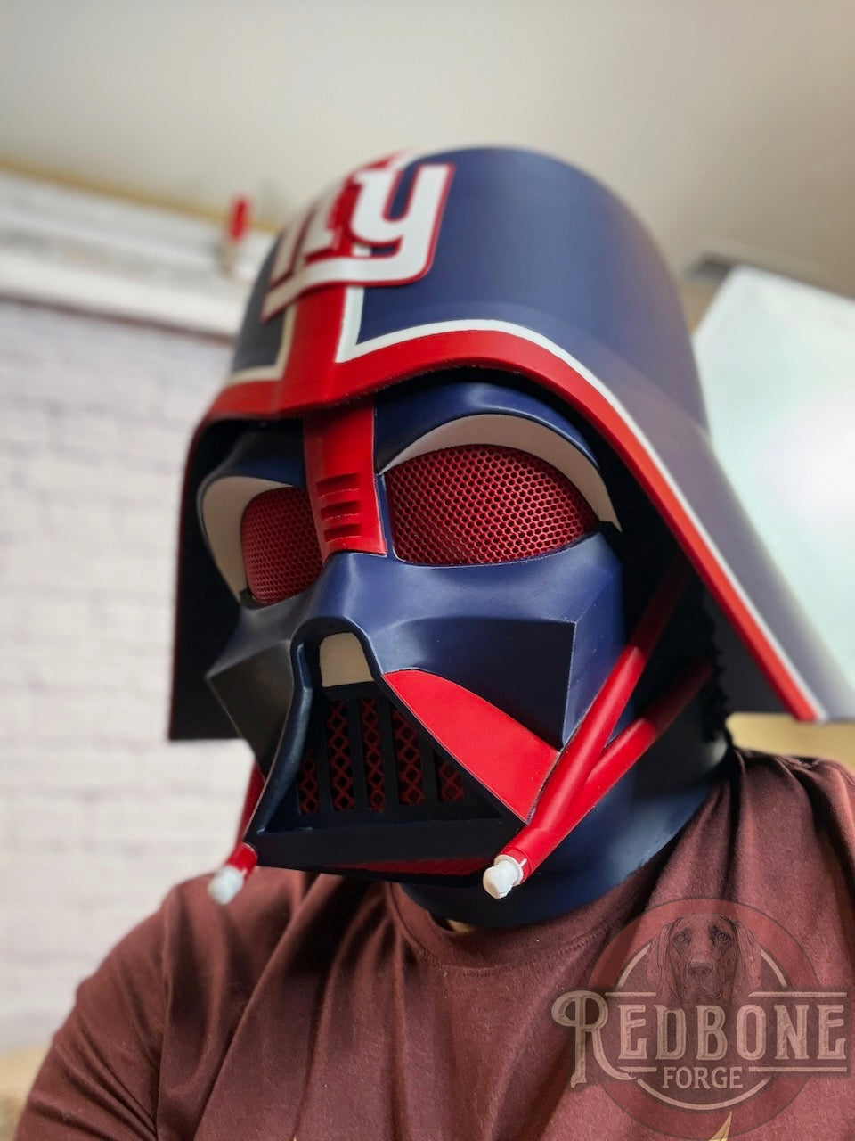 New York Giants-Inspired Red, White, & Blue Lord Vader Helmet