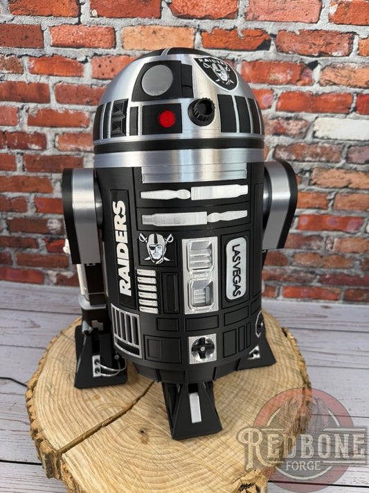 Raiders -Inspired R2 Black & Silver Astromech Droid