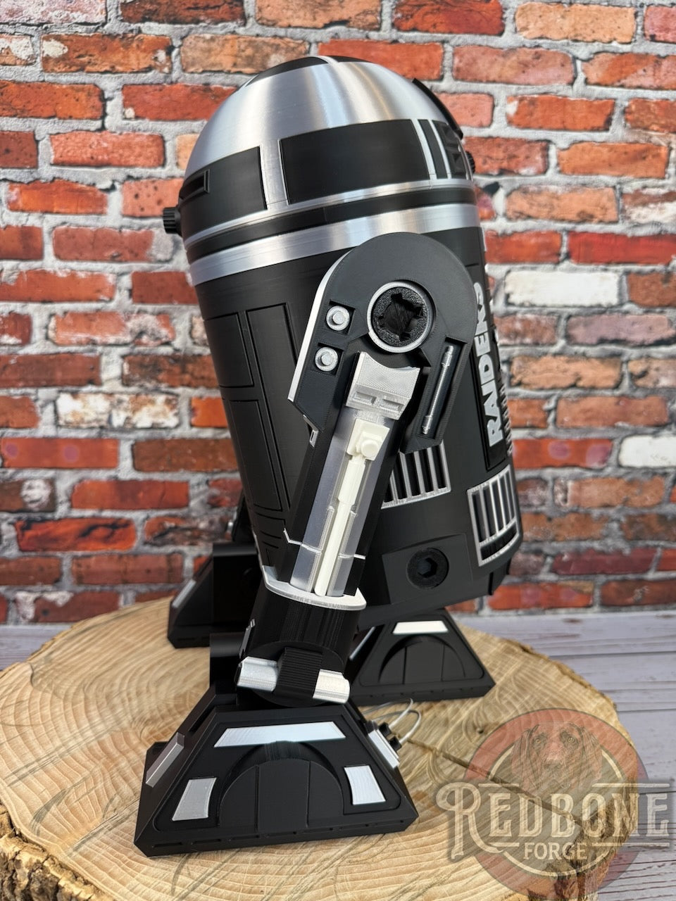 Raiders -Inspired R2 Black & Silver Astromech Droid