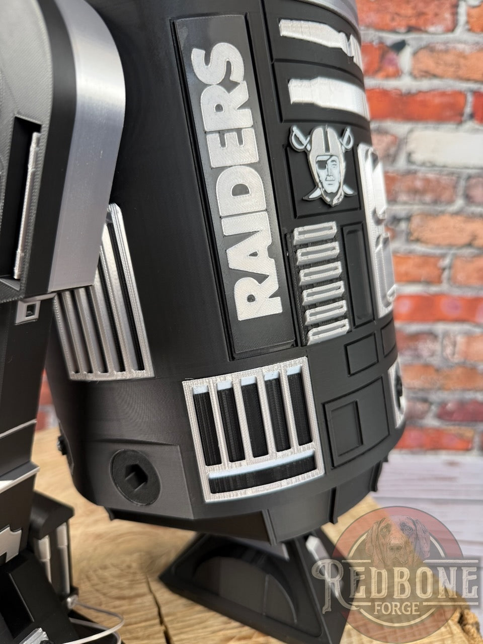 Raiders -Inspired R2 Black & Silver Astromech Droid