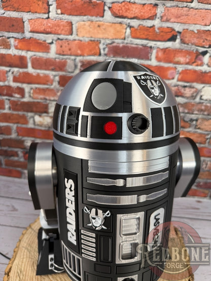 Raiders -Inspired R2 Black & Silver Astromech Droid