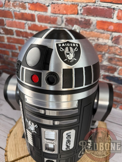 Raiders -Inspired R2 Black & Silver Astromech Droid