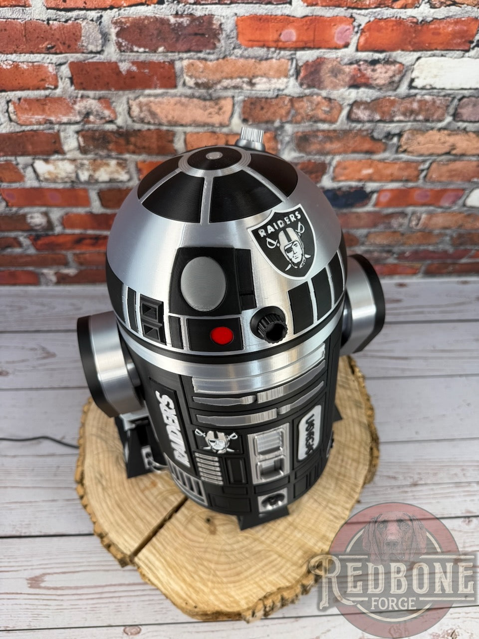 Raiders -Inspired R2 Black & Silver Astromech Droid