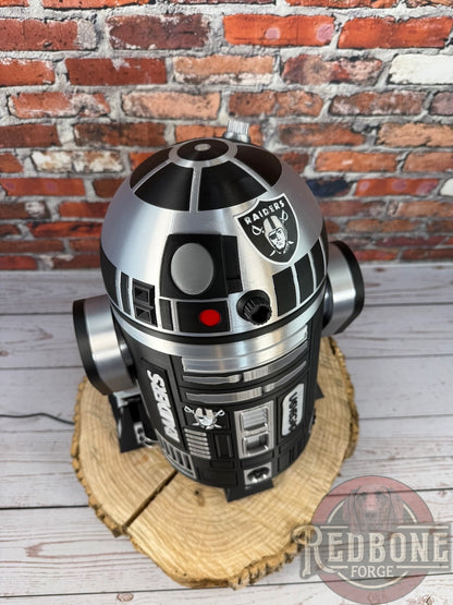 Raiders -Inspired R2 Black & Silver Astromech Droid