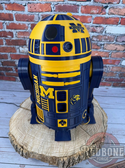 Michigan -Inspired Navy Blue Yellow R2 Astromech Droid