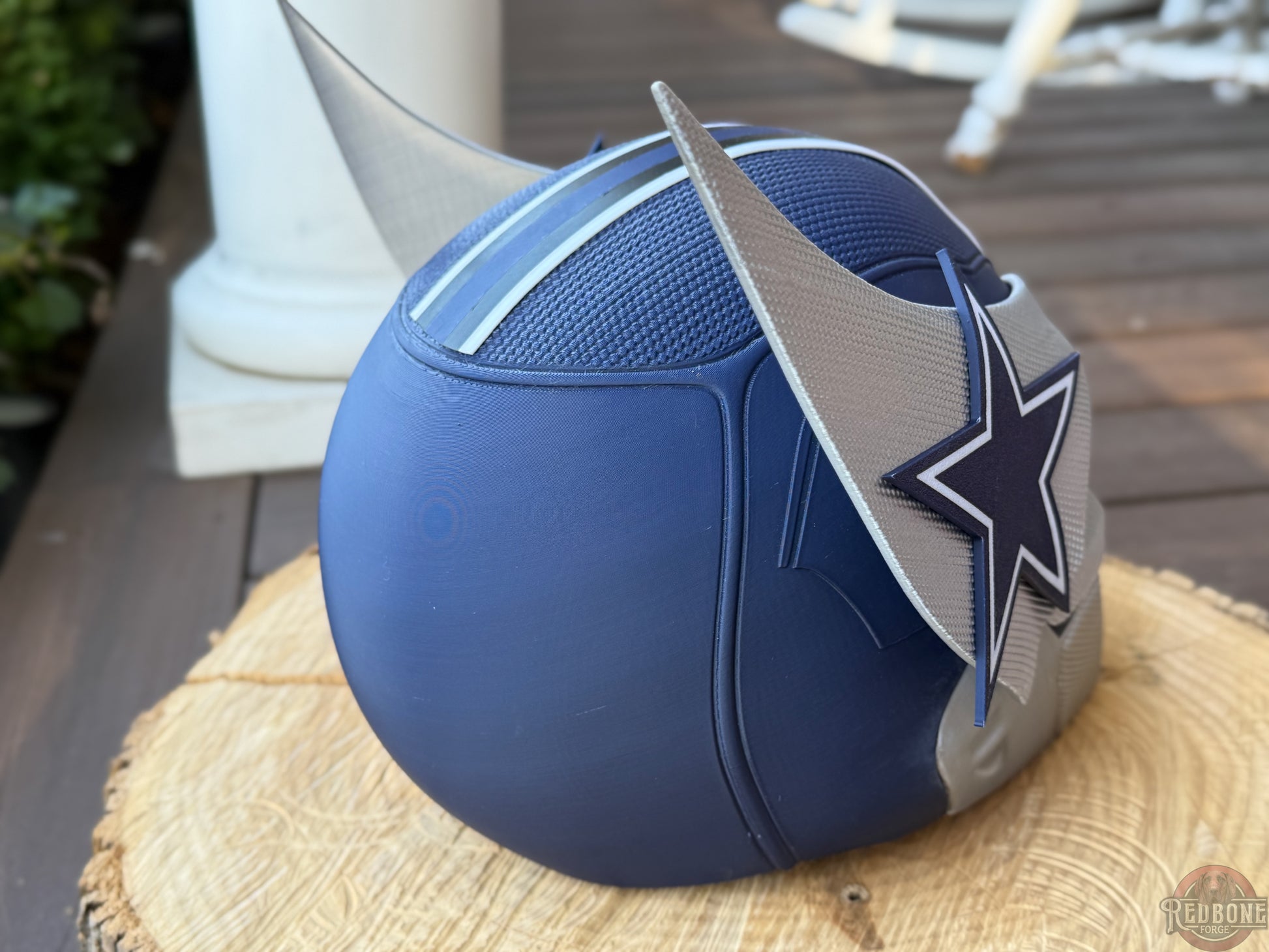 blue cowboys football helmet Dallas-Inspired Navy Blue & Silver Mutant Cowl – Redbone Forge