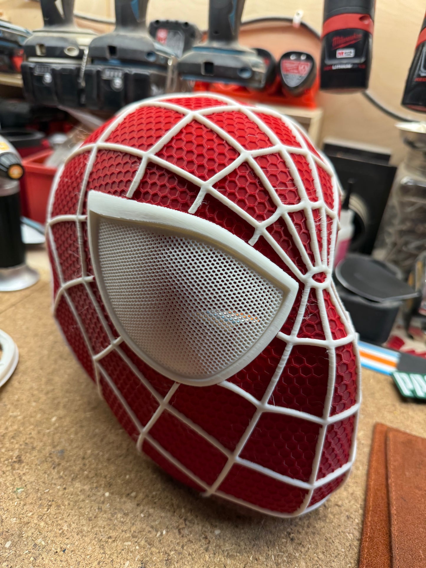 Red & Navy Raised Web Slinger Mask