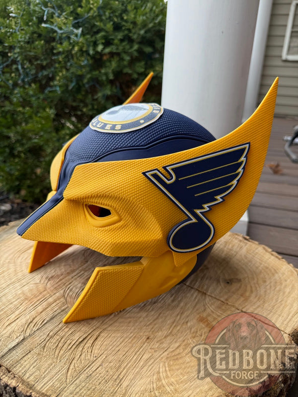 St. Louis Blues Wolverine Navy 3D Printed Helmet
