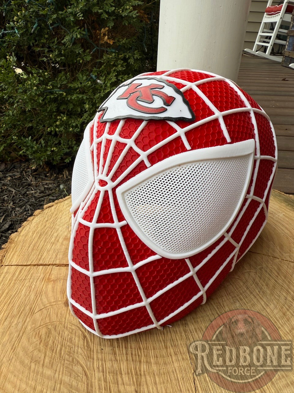 Kansas City Chiefs Spiderman Red & White 3D Printed Helmet