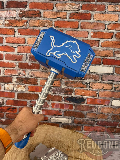 Detroit -Inspired Lions Mjolnir Thor Hammer