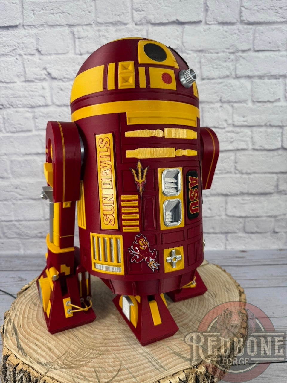 Arizona-Inspired R2 Sun Devils Red & Gold Astromech Droid