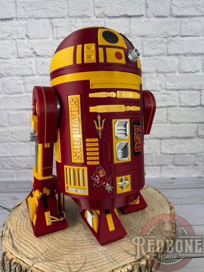 Arizona-Inspired R2 Sun Devils Red & Gold Astromech Droid
