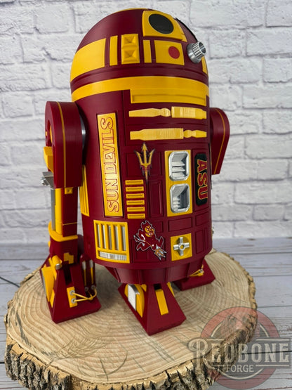 Arizona-Inspired R2 Sun Devils Red & Gold Astromech Droid