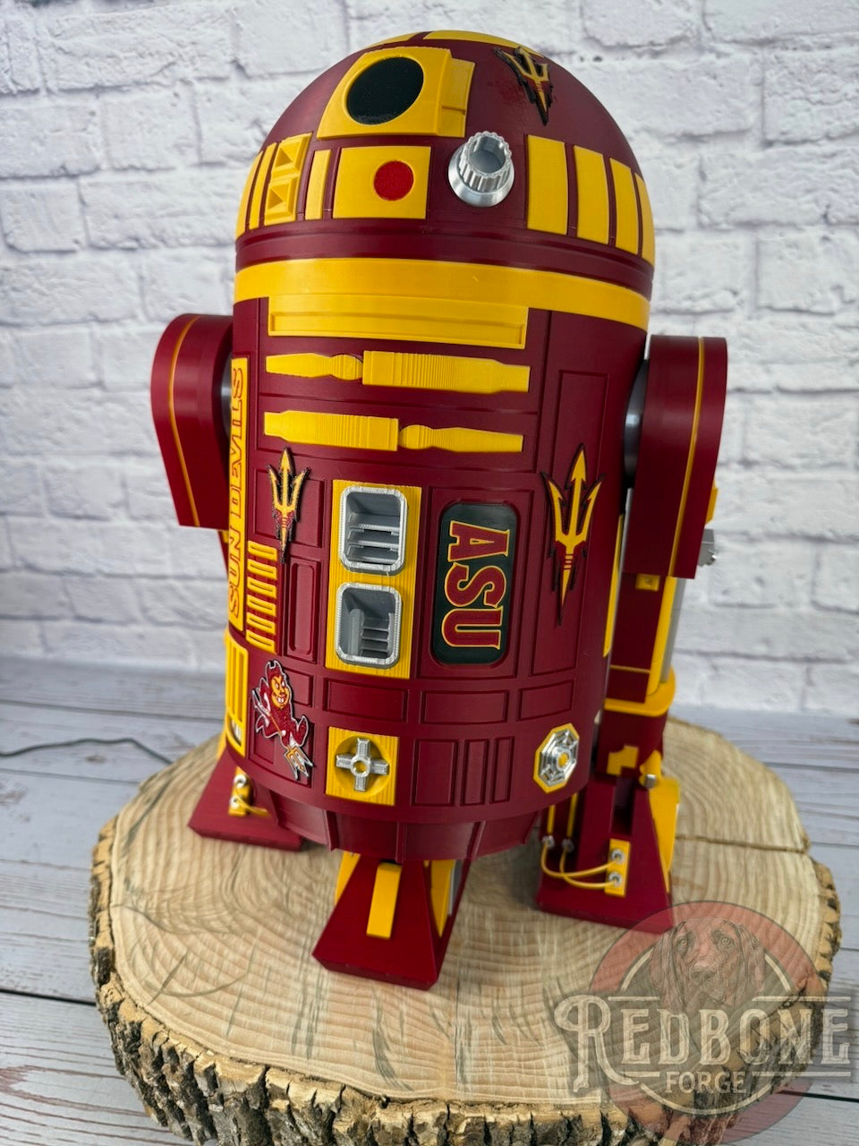 Arizona-Inspired R2 Sun Devils Red & Gold Astromech Droid