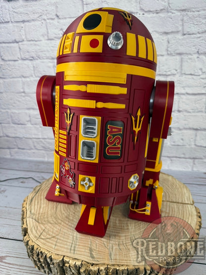 Arizona-Inspired R2 Sun Devils Red & Gold Astromech Droid