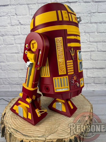 Arizona-Inspired R2 Sun Devils Red & Gold Astromech Droid
