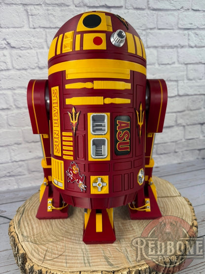Arizona-Inspired R2 Sun Devils Red & Gold Astromech Droid