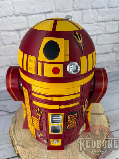 Arizona-Inspired R2 Sun Devils Red & Gold Astromech Droid