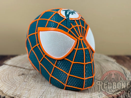 Miami-Inspired Teal & Orange Web Slinger Mask