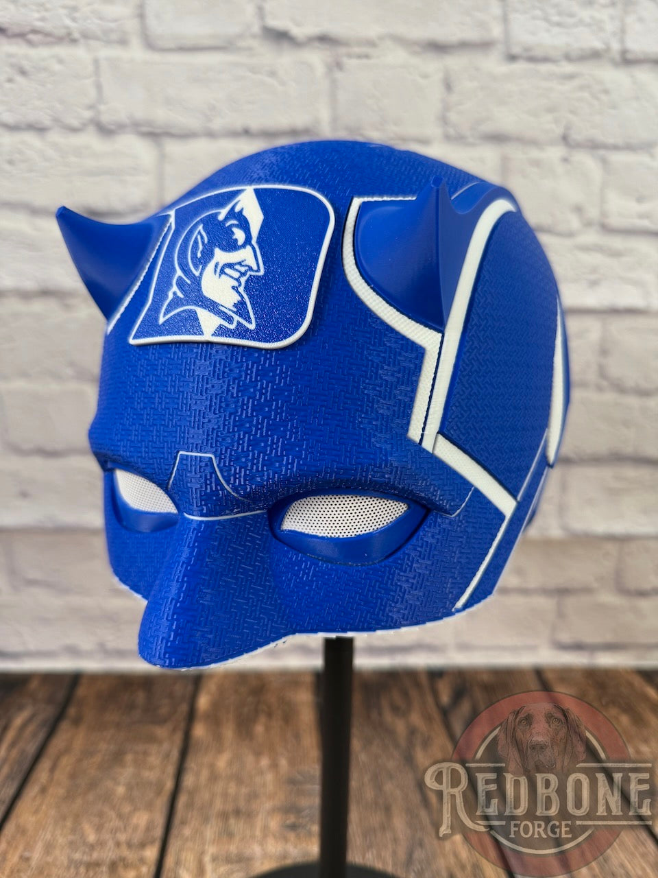 Blue & White Blind Devil Helmet