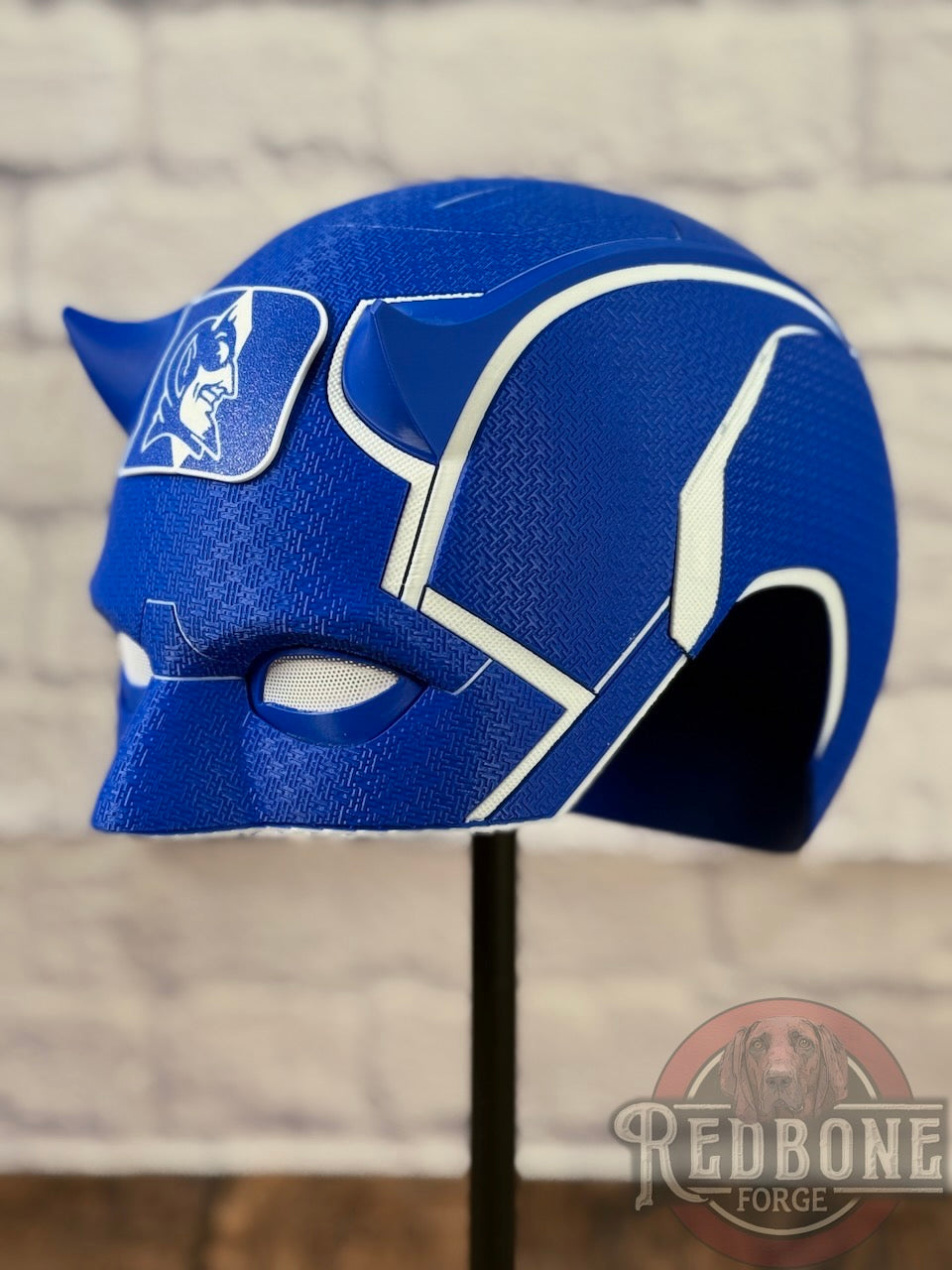 Blue & White Blind Devil Helmet