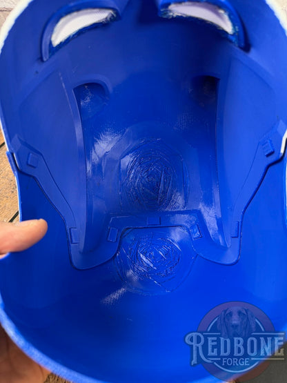 Blue & White Blind Devil Helmet