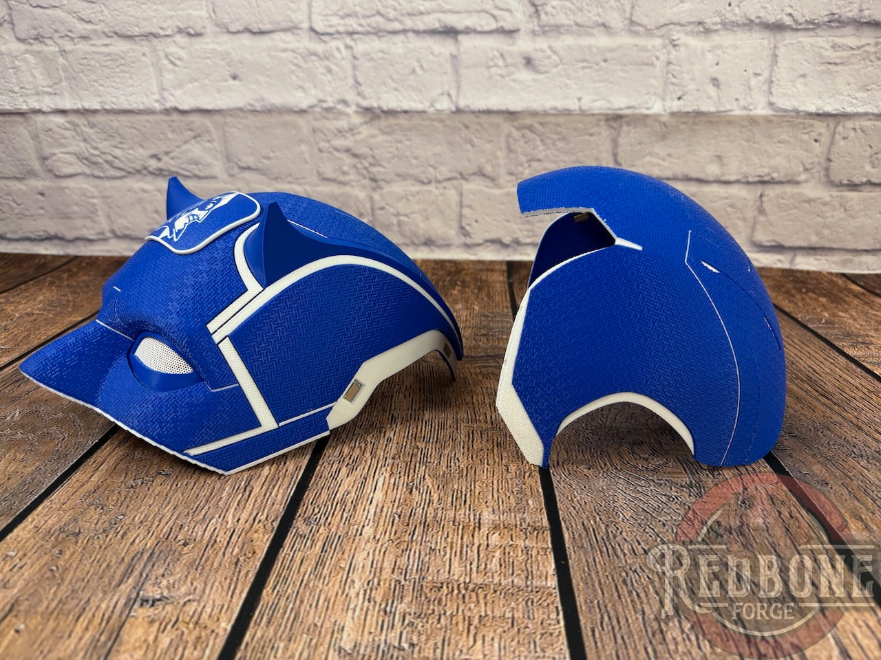 Blue & White Blind Devil Helmet