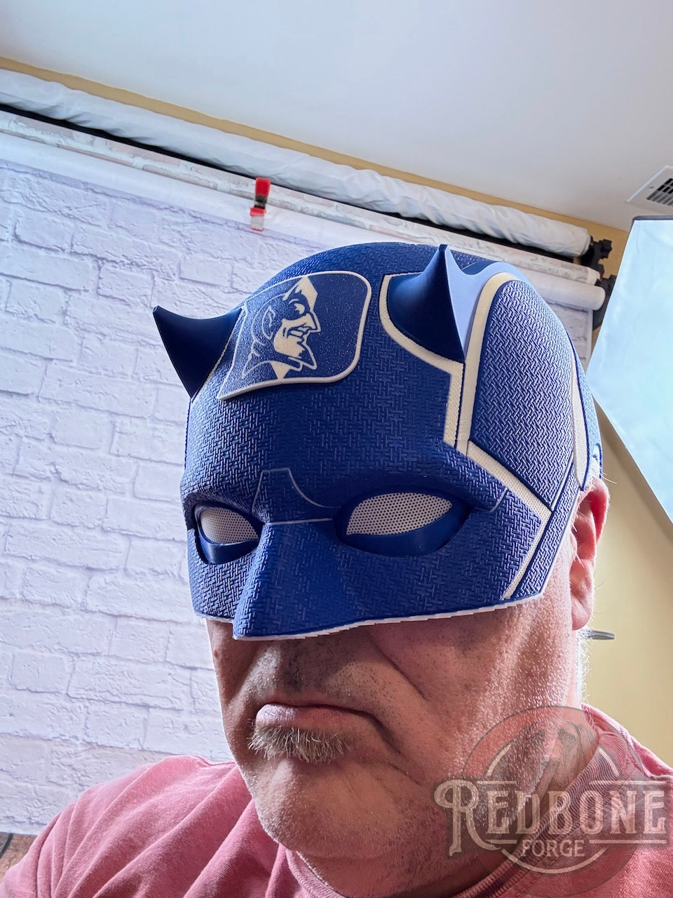 Blue & White Blind Devil Helmet