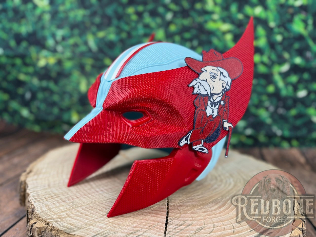 Mississippi-Inspired Powder Blue & Red Mutant Cowl