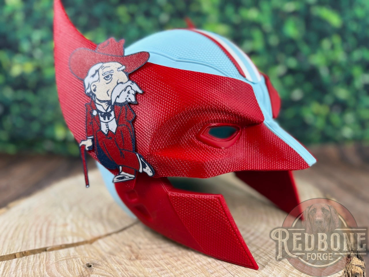 Mississippi-Inspired Powder Blue & Red Mutant Cowl