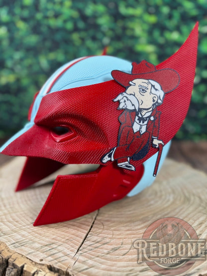 Mississippi-Inspired Powder Blue & Red Mutant Cowl