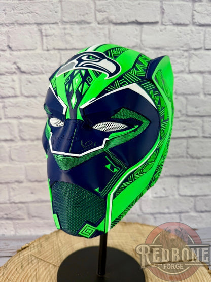 Seattle Inspired Seahawks Tribal Cat Warrior Helmet