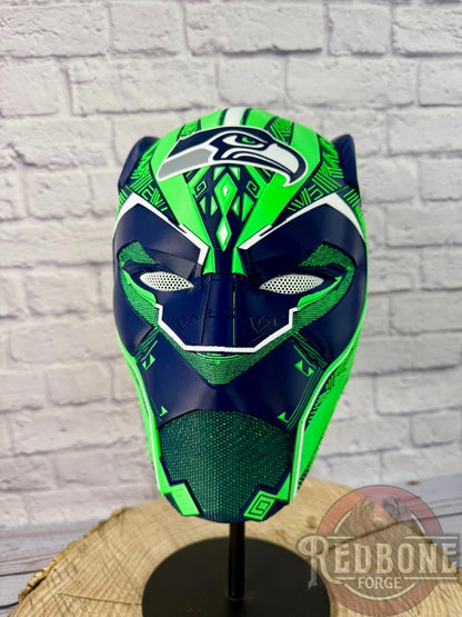 Seattle Inspired Seahawks Tribal Cat Warrior Helmet