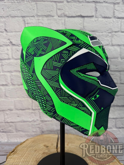 Seattle Inspired Seahawks Tribal Cat Warrior Helmet