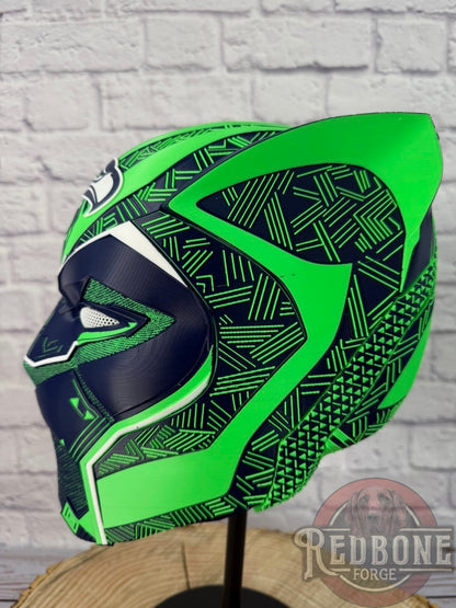Seattle Inspired Seahawks Tribal Cat Warrior Helmet