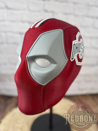 Ohio-Inspired Garnet & Silver Masked Mercenary Mask