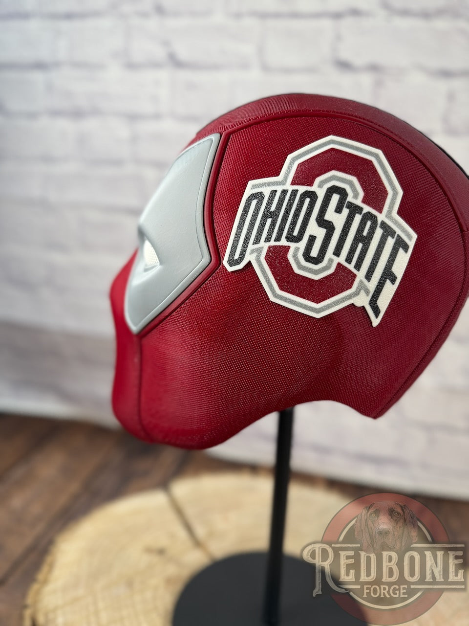 Ohio-Inspired Garnet & Silver Masked Mercenary Mask