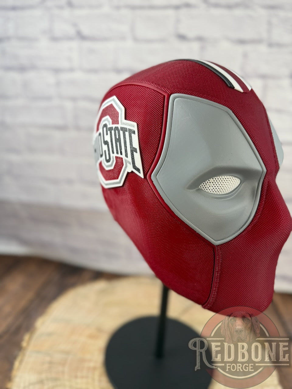 Ohio-Inspired Garnet & Silver Masked Mercenary Mask