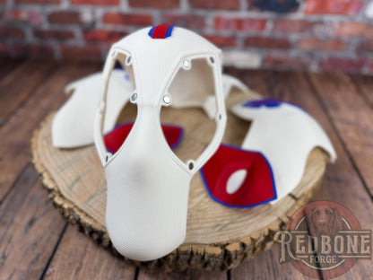Buffalo-Inspired White, Red, & Blue Masked Mercenary Mask