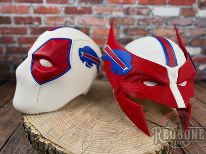 Buffalo-Inspired White, Red, & Blue Masked Mercenary Mask