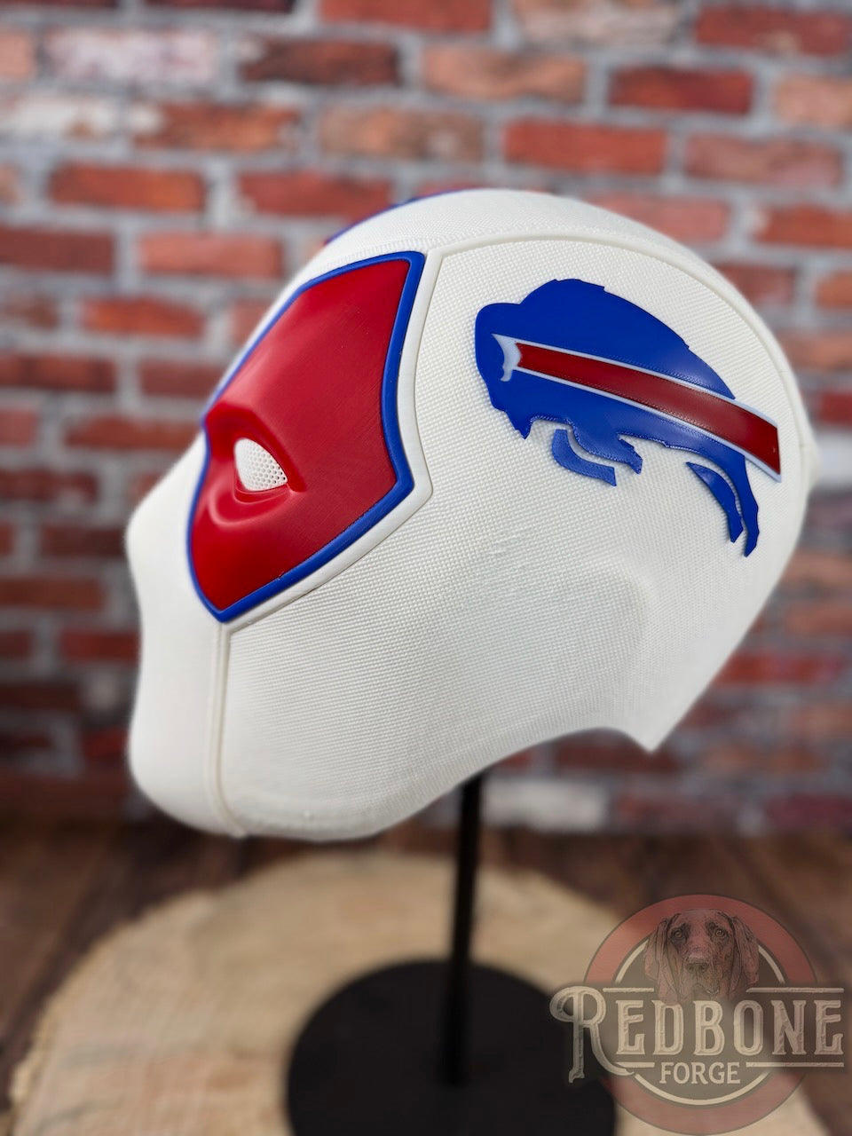 Buffalo-Inspired White, Red, & Blue Masked Mercenary Mask