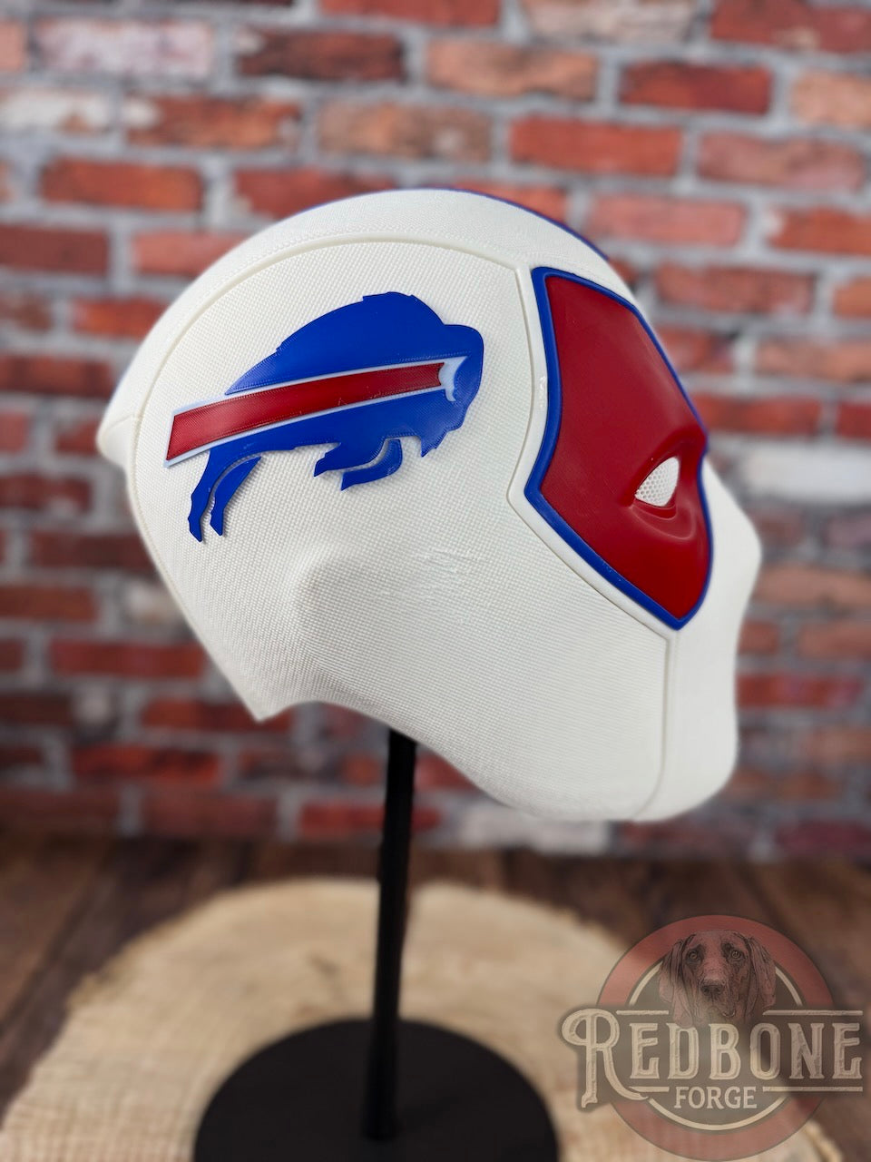 Buffalo-Inspired White, Red, & Blue Masked Mercenary Mask