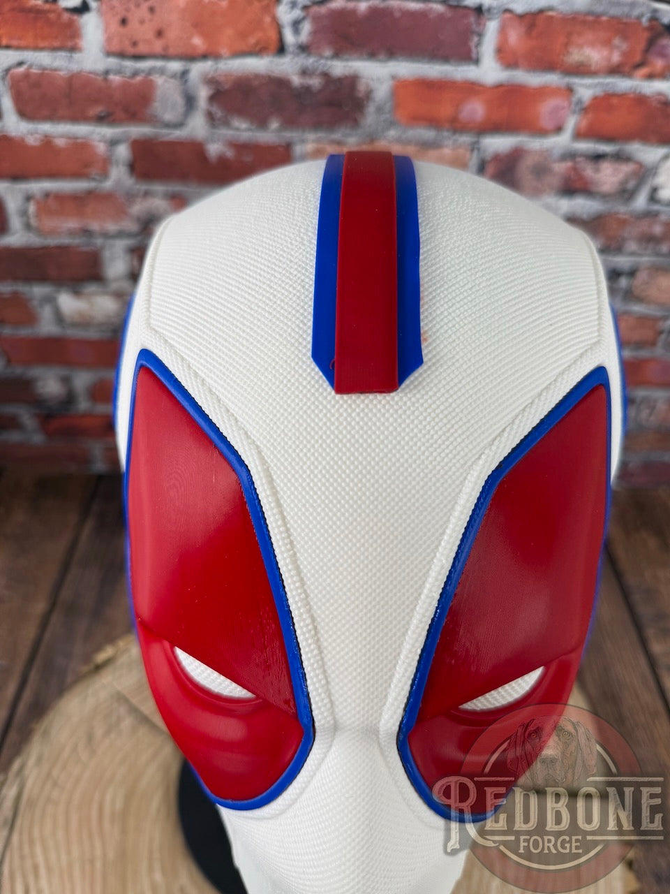 Buffalo-Inspired White, Red, & Blue Masked Mercenary Mask